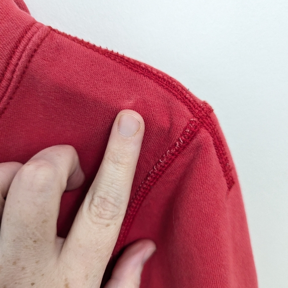 American Eagle Vintage Style Button Collar Distressed Hoodie Collegiate - Picture 7 of 14